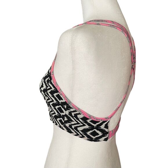 Onzie Small Medium Sports Bra Strappy Racerback Black White Pink Printed - Picture 5 of 6